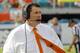 Miami head coach Al Golden looks on in the first half of play against Virginia Tech in an NCAA college football game, Saturday, Oct. 17, 2015, in Miami Gardens, Fla. Miami won the game 30-20. (AP Photo/Joe Skipper)