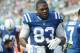 Indianapolis Colts tight end Dwayne Allen (83) walks the sidelines during the first half of an NFL football game against the Miami Dolphins, Sunday, Dec. 27, 2015, in Miami Gardens, Fla. (AP Photo/Lynne Sladky)