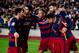 BARCELONA, SPAIN - JANUARY 27: (L-R) Lionel Messi, Luis Suarez, Neymar Santos Jr and Dani Alves of FC Barcelona celebrate with their teammate Gerard Pique (R) after he scored his team's second goal during the Copa del Rey Quarter Final Second Leg between FC Barcelona and Athletic Club at Camp Nou stadium on January 27, 2016 in Barcelona, Spain. (Photo by Alex Caparros/Getty Images)