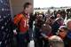Denver Broncos quarterback Peyton Manning takes the podium to respond to questions after an NFL football practice at the team's headquarters, Thursday, Jan. 28, 2016, in Englewood, Colo. The Broncos are preparing to face the Carolina Panthers in Super Bowl 50 on Sunday, Feb. 7. (AP Photo/David Zalubowski)
