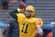 Jan 26, 2016; Mobile, AL, USA; North squad quarterback Carson Wentz of North Dakota State (11) throws a pass during Senior Bowl practice at Ladd-Peebles Stadium. Mandatory Credit: Glenn Andrews-USA TODAY Sports