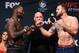 NEWARK, NJ - JANUARY 29: (L-R) Opponents Anthony Johnson and Ryan Bader face off during the UFC Fight Night weigh-in at the Prudential Center on January 29, 2016 in Newark, New Jersey. (Photo by Josh Hedges/Zuffa LLC/Zuffa LLC via Getty Images)