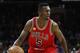Chicago Bulls' Bobby Portis in action during the first half of an NBA basketball game against the Philadelphia 76ers, Thursday, Jan. 14, 2016, in Philadelphia. The Bulls won 115-111 in overtime. (AP Photo/Chris Szagola)