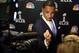 Jan 27, 2015; Phoenix, AZ, USA; NBC Sports analyst Rodney Harrison shows reporters his Super Bowl ring during the NBC Sports Group Press Conference at Media Center-Press Conference Room B. Mandatory Credit: Peter Casey-USA TODAY Sports
