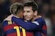 FC Barcelona's Lionel Messi, right, celebrates with his teammate Neymar after scoring against Valencia during a semifinal, first leg, Copa del Rey soccer match at the Camp Nou stadium in Barcelona, Spain, Wednesday, Feb. 3, 2016. (AP Photo/Manu Fernandez)