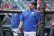 Toronto Blue Jays designated hitter Edwin Encarnacion warmup before Game 3 of baseball's American League Division Series against the Texas Rangers, Sunday, Oct. 11, 2015, in Arlington, Texas. (AP Photo/Tony Gutierrez)