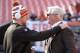 CLEVELAND, OH - DECEMBER 07: Johnny Manziel #2 of the Cleveland Browns talks with owner Jimmy Haslam prior to the game against the Indianapolis Colts at FirstEnergy Stadium on December 7, 2014 in Cleveland, Ohio. (Photo by Jason Miller/Getty Images)