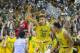 Notre Dame’s Zach Auguste (30) celebrates after scoring the team's first basket of the night against North Carolina, in an NCAA college basketball game Saturday, Feb. 6, 2016, in South Bend, Ind. (AP Photo/Robert Franklin)