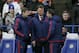 Manchester United's manager Louis van Gaal, center, is seen before the English Premier League soccer match between Chelsea and Manchester United at Stamford Bridge stadium in London, Sunday, Feb. 7, 2016. (AP Photo/Tim Ireland)