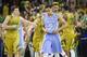 North Carolina’s Marcus Paige (5) reacts as North Carolina falls behind late during the second half of Notre Dame’s 80-76 win in an NCAA college basketball game Saturday, Feb. 6, 2016, in South Bend, Ind. (AP Photo/Robert Franklin)