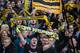 Dortmund fans during cheer during the German first division Bundesliga football match, Hertha Berlin v Borussia Dortmund, at the Olympic stadium in Berlin on February 6, 2016. / AFP / ODD ANDERSEN / RESTRICTIONS: DURING MATCH TIME: DFL RULES TO LIMIT THE ONLINE USAGE TO 15 PICTURES PER MATCH AND FORBID IMAGE SEQUENCES TO SIMULATE VIDEO. == RESTRICTED TO EDITORIAL USE == FOR FURTHER QUERIES PLEASE CONTACT DFL DIRECTLY AT + 49 69 650050
(Photo credit should read ODD ANDERSEN/AFP/Getty Images)