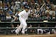Detroit Tigers' J.D. Martinez bats against the Chicago White Sox in the seventh inning of a baseball game in Detroit Tuesday, Sept. 22, 2015. (AP Photo/Paul Sancya)