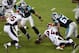 Feb 7, 2016; Santa Clara, CA, USA; Carolina Panthers quarterback Cam Newton (1) steps back from a loose ball as Denver Broncos outside linebacker DeMarcus Ware (94) reaches for it during the fourth quarter in Super Bowl 50 at Levi's Stadium. Mandatory Credit: Richard Mackson-USA TODAY Sports