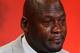 Former Chicago Bulls and Washington Wizards guard Michael Jordan cries as he takes the podium during his enshrinement ceremony into the Naismith Basketball Hall of Fame in Springfield, Mass., Friday, Sept. 11, 2009. (AP Photo/Stephan Savoia)