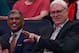 Apr 5, 2015; New York, NY, USA; New York Knicks general manager Phil Jackson smiles against the Philadelphia 76ers during the second half at Madison Square Garden. The Knicks defeated the 76ers 101 - 91. Mandatory Credit: Adam Hunger-USA TODAY Sports