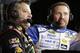 Drivers Tony Stewart, left, and Brian Vickers take part in a television interview during NASCAR media day at Daytona International Speedway, Thursday, Feb. 12, 2015, in Daytona Beach, Fla. (AP Photo/John Raoux)