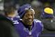 Minnesota Vikings wide receiver Mike Wallace (11) reacts on the sidelines during the second half of an NFL football game against the New York Giants, Sunday, Dec. 27, 2015, in Minneapolis. The Vikings won 49-17. (AP Photo/Ann Heisenfelt)
