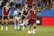 Mexico's Maribel Dominguez (9) charges the ball on a penalty kick against Puerto Rico in an CONCACAF Olympic qualifying tournament soccer match Wednesday, Feb. 10, 2016, in Frisco, Texas. Dominguez scored on the kick. Mexico won 6-0. (AP Photo/Tony Gutierrez)