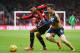 BOURNEMOUTH, ENGLAND - FEBRUARY 07: Joshua King of Bournemouth tussles with Laurent Koscielny of Arsenal during the Barclays Premier League match between A.F.C. Bournemouth and Arsenal at the Vitality Stadium on February 7, 2016 in Bournemouth, England. (Photo by Matthew Lewis/Getty Images)