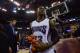 Jan 2, 2016; Sacramento, CA, USA; Sacramento Kings guard Ben McLemore (23) grabs promotional mini basketball to throw to fans after defeating the Phoenix Suns 142-119 at Sleep Train Arena. Mandatory Credit: Godofredo Vasquez-USA TODAY Sports