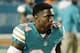 Miami Dolphins cornerback Brice McCain (24) walks off the field before an NFL football game against the New York Giants, Monday, Dec. 14, 2015, in Miami Gardens, Fla. (AP Photo/Wilfredo Lee)