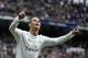 Real Madrid's Portuguese forward Cristiano Ronaldo celebrates after scoring during the Spanish league football match Real Madrid CF vs Athletic Club Bilbao at the Santiago Bernabeu stadium in Madrid on February 13, 2016. / AFP / GERARD JULIEN (Photo credit should read GERARD JULIEN/AFP/Getty Images)