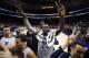 Villanova's Daniel Ochefu (23) celebrates after Villanova's 83-73 win over St. John's in an NCAA college basketball game Saturday, Feb. 13, 2016, in Philadelphia. (AP Photo/Matt Slocum)
