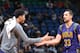MINNEAPOLIS, MN - FEBRUARY 8: Anthony Davis #23 high fives teammate Ryan Anderson #33 of the New Orleans Pelicans during the game against the Minnesota Timberwolves on February 8, 2016 at Target Center in Minneapolis, Minnesota. NOTE TO USER: User expressly acknowledges and agrees that, by downloading and or using this Photograph, user is consenting to the terms and conditions of the Getty Images License Agreement. Mandatory Copyright Notice: Copyright 2016 NBAE (Photo by David Sherman/NBAE via Getty Images)