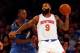 NEW YORK, NY - DECEMBER 16: (NEW YORK DAILIES OUT) Kyle O'Quinn #9 of the New York Knicks in action against Gorgui Dieng #5 of the Minnesota Timberwolves at Madison Square Garden on December 16, 2015 in New York City. The Knicks defeated the Timberwolves 107-102. NOTE TO USER: User expressly acknowledges and agrees that, by downloading and/or using this Photograph, user is consenting to the terms and conditions of the Getty Images License Agreement. (Photo by Jim McIsaac/Getty Images)