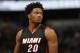 Miami Heat forward Justise Winslow (20) during the first half of an NBA basketball game Friday, Jan. 15, 2016, in Denver. (AP Photo/David Zalubowski)