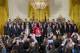 President Barack Obama poses for a group photo during a ceremony to honor the 2015 NHL Stanley Cup Champion Chicago Blackhawks in the East Room of the White House in Washington, Thursday, Feb. 18, 2016. (AP Photo/Pablo Martinez Monsivais)