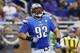 Haloti Ngata, tackle defensivo de los Lions de Detroit, festeja una jugada en la primera mitad del duelo contra los 49ers de San Francisco, el domingo 27 de diciembre de 2015 (AP Foto/Rick Osentoski)