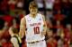 COLLEGE PARK, MD - JANUARY 28: Jake Layman #10 of the Maryland Terrapins celebrates after hitting a three pointer against the Iowa Hawkeyes in the first half at Xfinity Center on January 28, 2016 in College Park, Maryland. (Photo by Rob Carr/Getty Images)