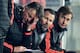 Louis van Gaal and his staff watch as United crumble in Denmark.