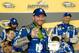 DAYTONA BEACH, FL - FEBRUARY 18: Dale Earnhardt Jr., driver of the #88 Nationwide Chevrolet, celebrates in Victory Lane after winning the NASCAR Sprint Cup Series Can-Am Duels at Daytona International Speedway on February 18, 2016 in Daytona Beach, Florida. (Photo by Brian Lawdermilk/Getty Images)
