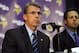EDEN PRAIRIE, MN - SEPTEMBER 17: General Manager Rick Spielman and Owner Mark Wilf of the Minnesota Vikings speaks to the media during a press conference on September 17, 2014 at Winter Park in Eden Prairie, Minnesota. The Vikings addressed their decision to put Adrian Peterson on the commissioner's exempt list until Peterson's child-abuse case has been resolved. (Photo by Hannah Foslien/Getty Images)