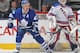 TORONTO, ON - FEBRUARY 18: Leo Komarov #47 of the Toronto Maple Leafs looks for a pass to tip against the New York Rangers during an NHL game at the Air Canada Centre on February 18, 2016 in Toronto, Ontario, Canada. The Rangers defeated the Maple Leafs 4-2. (Photo by Claus Andersen/Getty Images)