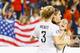HOUSTON, TX - FEBRUARY 19: Alex Morgan #13 of the United States (C) celebrates after she scored a goal in the second half of their game against Trinidad and Tobago during their Semifinal of the 2016 CONCACAF Women's Olympic Qualifying at BBVA Compass Stadium on February 19, 2016 in Houston, Texas. (Photo by Scott Halleran/Getty Images)