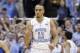 North Carolina's Brice Johnson (11) reacts during the first half of an NCAA college basketball game against Duke in Chapel Hill, N.C., Wednesday, Feb. 17, 2016. (AP Photo/Gerry Broome)