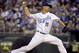 Kansas City Royals starting pitcher Jeremy Guthrie throws during the first inning of a baseball game against the Seattle Mariners, Tuesday, Sept. 22, 2015, in Kansas City, Mo. (AP Photo/Charlie Riedel)