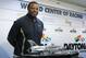 Baseball Hall of Fame centerfielder Ken Griffey Jr poses with the Daytona 500 winner's trophy during a news conference before the NASCAR Daytona 500 Sprint Cup Series auto race at Daytona International Speedway in Daytona Beach, Fla., Sunday, Feb. 21, 2016. Griffey is the honorary starter of the race. (AP Photo/Terry Renna)