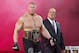 WWE Superstar Brock Lesnar heads to the ring at Wrestle accompanied by manager Paul Heman during WrestleMania 31 at Levi's Stadium on Sunday, March 29, 2015 in Santa Clara, CA. Lesner eventually lost his championship to Seth Rollins. (Don Feria/AP Images for WWE)