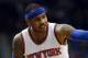 New York Knicks' Carmelo Anthony plays during the first quarter of an NBA basketball game against the Minnesota TimberwolvesSaturday, Feb. 20, 2016, in Minneapolis. (AP Photo/Jim Mone)