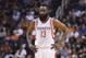 Feb 19, 2016; Phoenix, AZ, USA; Houston Rockets guard James Harden (13) looks on against the Phoenix Suns during the second half at Talking Stick Resort Arena. The Rockets won 116-100. Mandatory Credit: Joe Camporeale-USA TODAY Sports