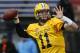 North Dakota State quarterback Carson Wentz sets back to pass during drills at an NCAA college football practice for the Senior Bowl, Thursday, Jan. 28, 2016, at Ladd–Peebles Stadium, in Mobile, Ala. (AP Photo/Brynn Anderson)