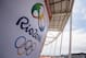 A banner with the Olympic logo for the Rio 2016 Olympic Games seen at the Olympic Tennis Centre of the Olympic Park in Rio de Janeiro, Brazil, on December 11, 2016. AFP PHOTO / YASUYOSHI CHIBA / AFP / YASUYOSHI CHIBA (Photo credit should read YASUYOSHI CHIBA/AFP/Getty Images)
