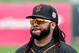 Feb 19, 2016; Scottsdale, AZ, USA; San Francisco Giants starting pitcher Johnny Cueto (47) looks on during a workout at Scottsdale Stadium. Mandatory Credit: Matt Kartozian-USA TODAY Sports