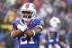 Buffalo Bills strong safety Leodis McKelvin (21) reacts after a play against the Dallas Cowboys during the second half of an NFL football game, Sunday, Dec. 27, 2015, in Orchard Park, N.Y. (AP Photo/Gary Wiepert)
