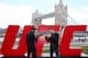 LONDON, ENGLAND - FEBRUARY 25: Michael Bisping (R) and Anderson Silva face off at Tower Bridge on February 25, 2016 in London, England. (Photo by Scott Heavey/Zuffa LLC/Zuffa LLC via Getty Images)