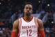 Houston Rockets center Dwight Howard (12) in the third quarter during an NBA basketball game against the Phoenix Suns, Friday, Feb. 19, 2016, in Phoenix. The Rockets defeated the Suns 116-100. (AP Photo/Rick Scuteri)